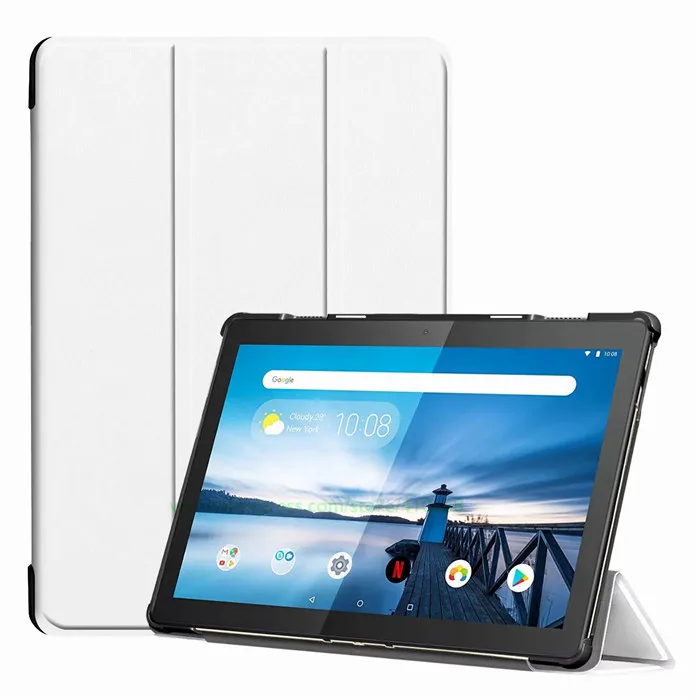 Трехслойный Магнитный чехол для lenovo Tab M10 TB-X605F TB-X605L, 10,1 дюймов, защитный чехол для планшета, Чехол+ пленка для экрана+ ручка - Цвет: White