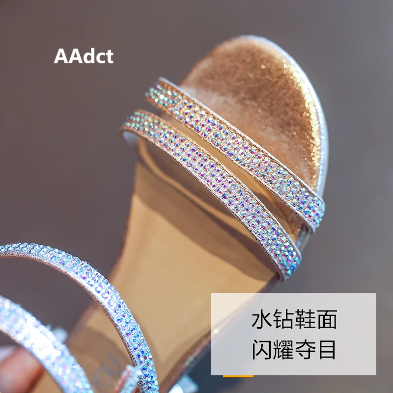 AAdct 2019 summer crystal girls sandals princess new little kids sandals for girls soft sole Rhinestone children shoes Brand