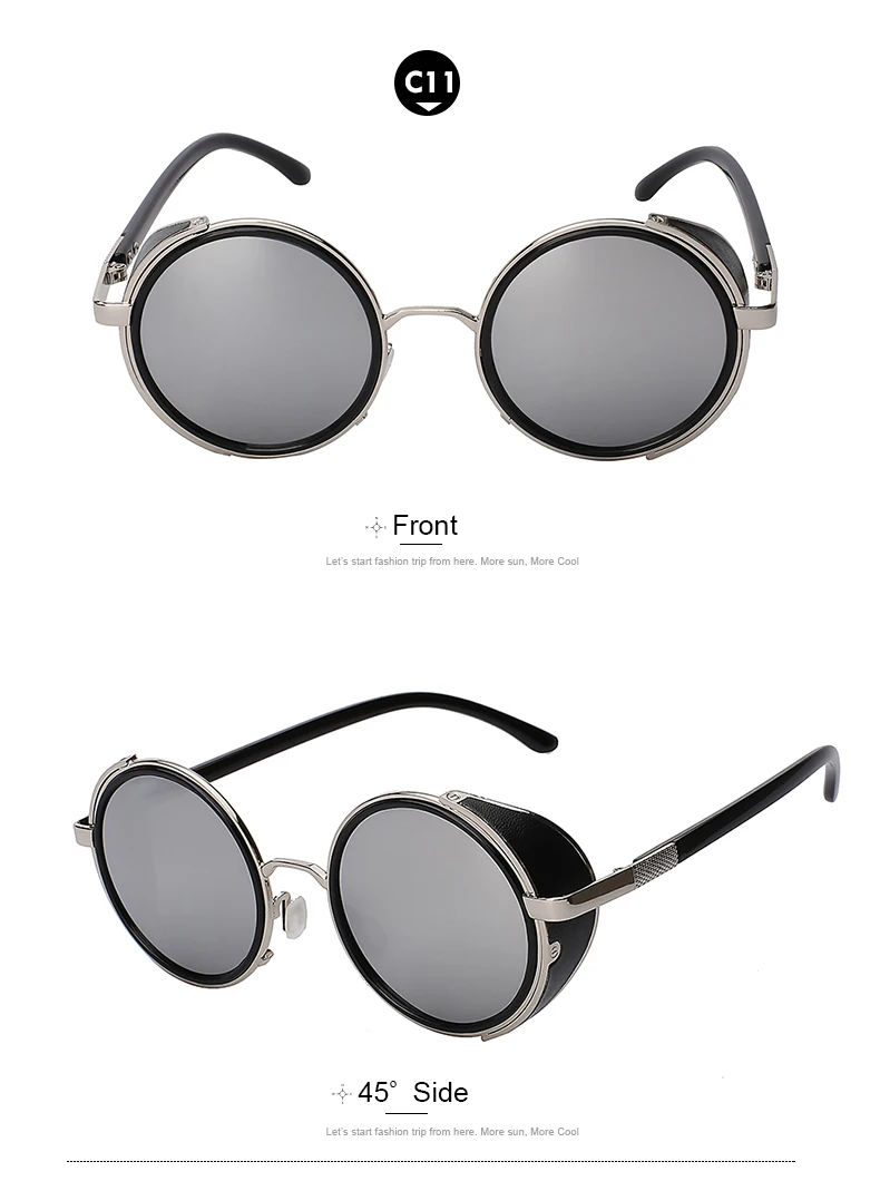 Европейские классические стимпанк Для мужчин ретро солнцезащитных очков Винтаж круглые металлические Обёрточная бумага солнцезащитные очки Для женщин Брендовая Дизайнерская обувь очки UV400 Óculos