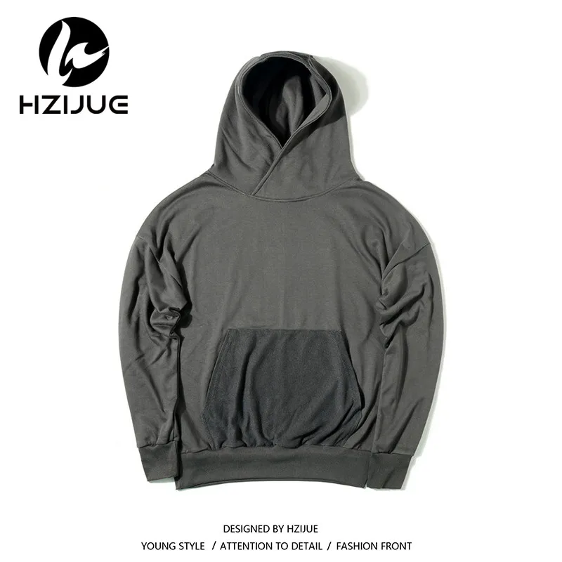 HZIJUE 2018 streetwear hoodie Classic Basic solid pure color oversize baggy Justin Bieber man Men Hip Hop cotton hoodies black