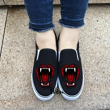 Wen Original Design Wild Beast Big Mouth Bite Things Slip On Black Canvas Unisex Sneakers White Adult Boy Girl Flat Shoes