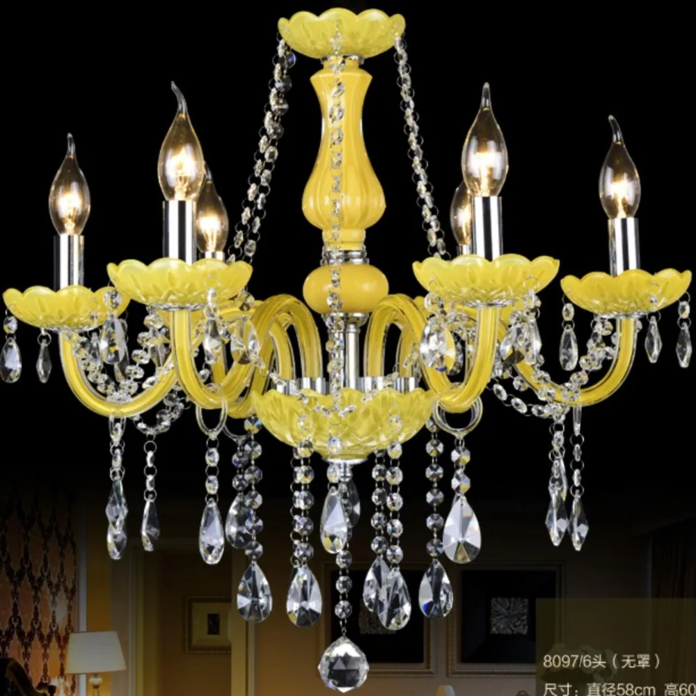 LED Chandeliers Modern Yellow Crystal Candle Chandelier Lights Lamps ...