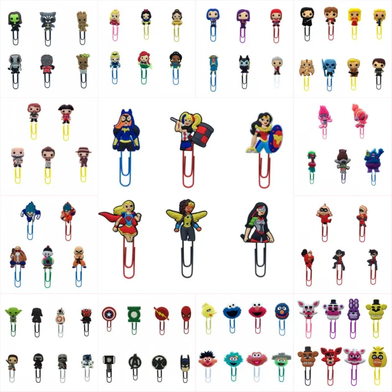 

18pcs/lot Avenger Star Wars Super Hero Girls Movie Mini Figure Bookmarks Paper Clip School&Office Supplies Stationery Kid Gift