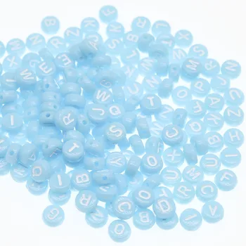 

CHONGAI 300Pcs Round Colored white letters Acrylic Letter Beads For Jewelry Making DIY Beads Accessories