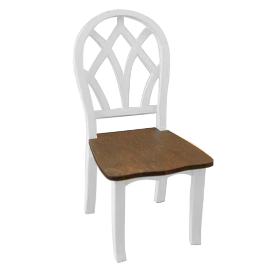 Best Quality Dollhouse Miniature Kitchen Dining Room Furniture White Wooden Side Chair with Slat Back 1:12 Scale (Color: White & Brown) Best Quality Dollhouse Miniature Kitchen Dining Room Furniture White Wooden Side Chair with Slat Back 1:12 Scale (Color: White & Brown)