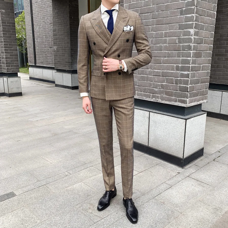 Men Slim Fit Mens Double Breasted Suits 