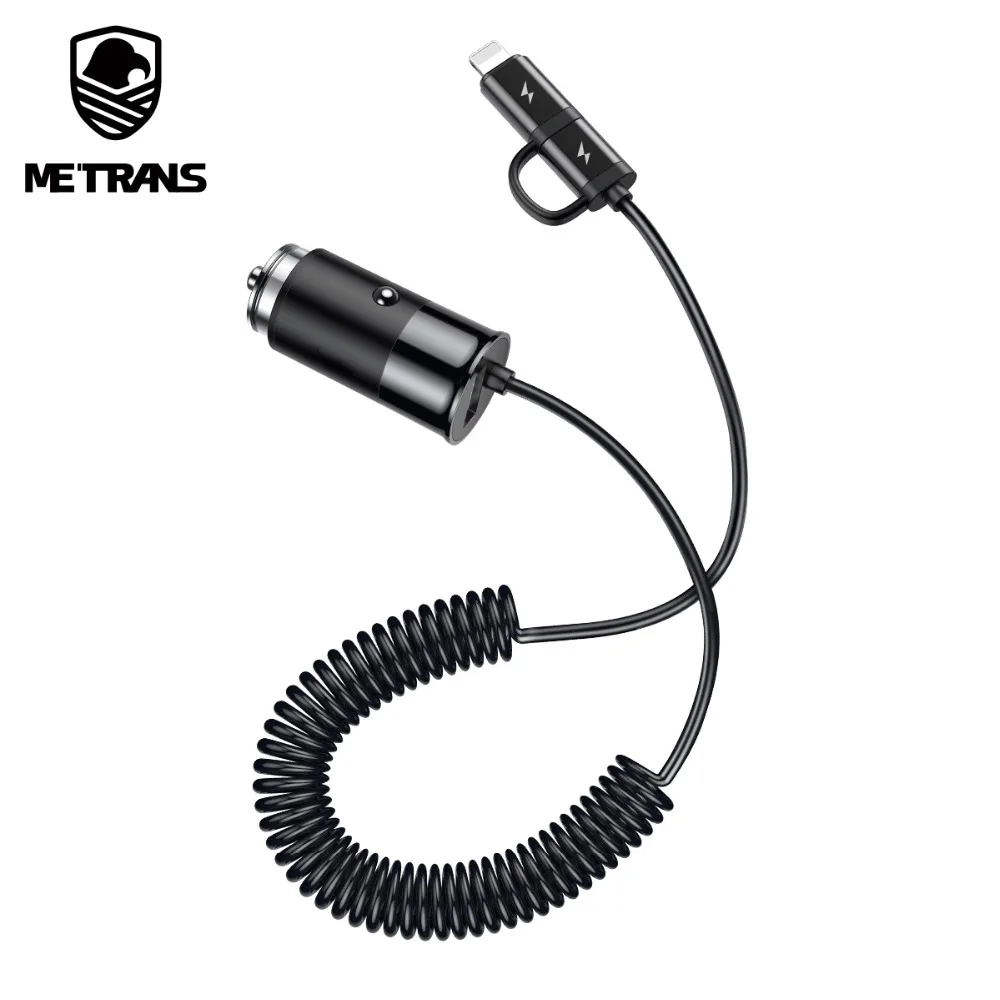 

Metrans USB Car Charger For iPhone Mobile Phone Charger with iPhone USB Type C 2 in 1 Charging Cable for Car Phone Charger
