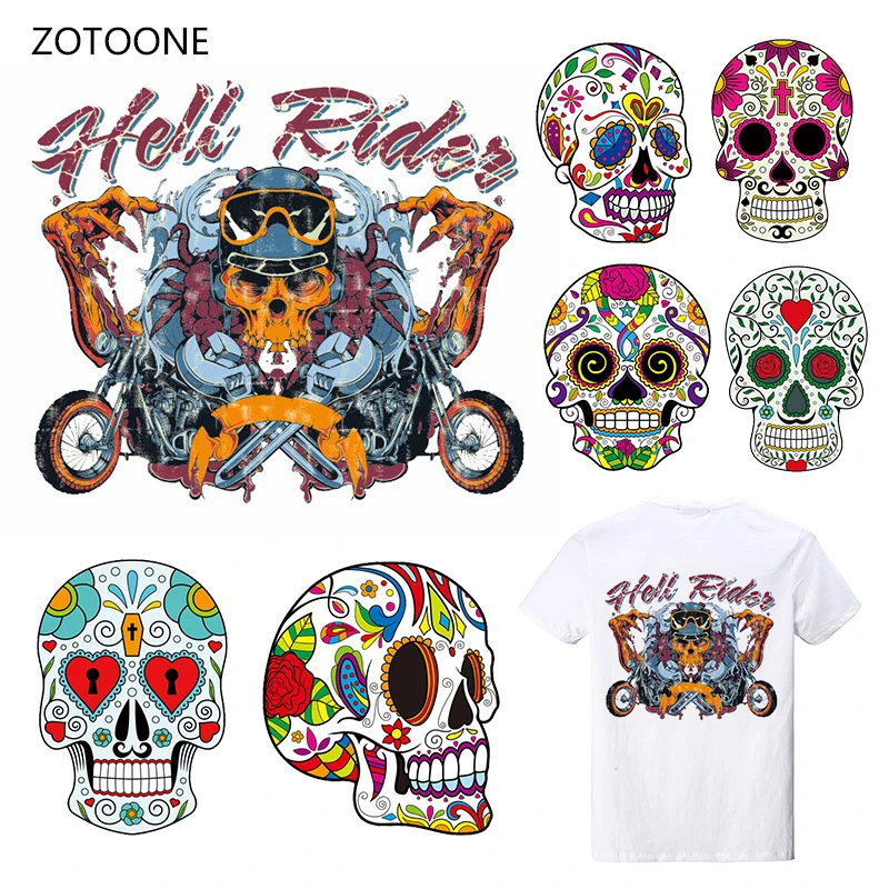 

ZOTOONE Stripe Horror Series Iron on Transfer Patches on Clothing Diy Patch Heat Transfer for Clothes Decoration Stickers Gift G