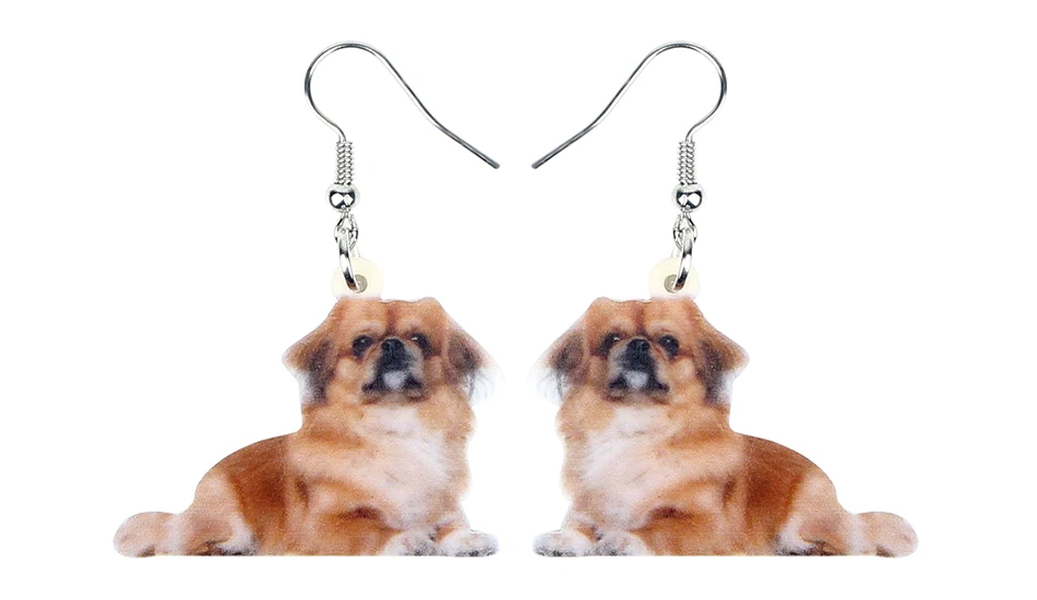 Us 099 49 Offbonsny Acrylic Japanese Chin Shih Tzu Dog Earrings Drop Dangle Sweet Animal Jewelry For Women Girls Pet Lovers Gift Charms New In