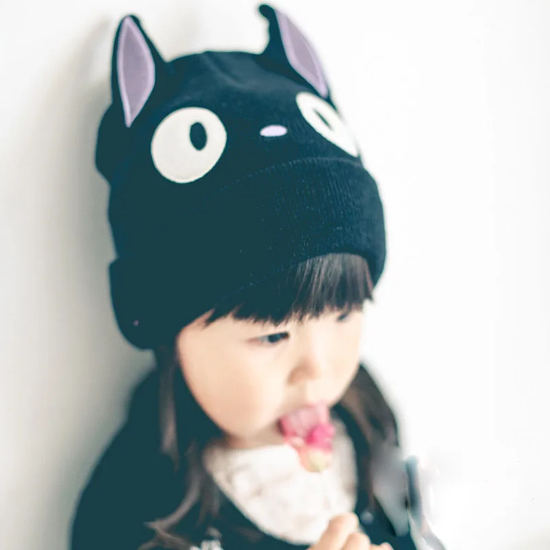 2016 Милая мордочка кошки Beanie Черные Детские шапки Детская шапка реквизит для
