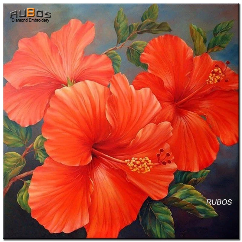 

RUBOS red flower poppy floral DIY 5D full diamond painting Diamond embroidery sale mosaic mazayka pattern rhinestone home decor