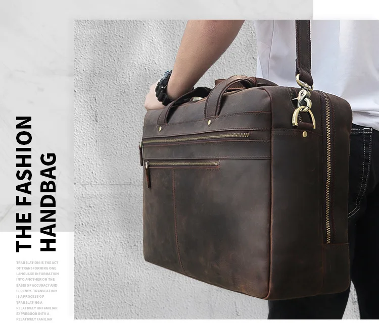 Первоклассная офисная мужская сумка 769, Мужской винтажный настоящий кожаный портфель Crazy Horse, сумка через плечо, сумка для ноутбука, чехол