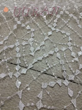 

Fashionable african lace fabric with white flower embroidery french guipure lace fabric for party dress