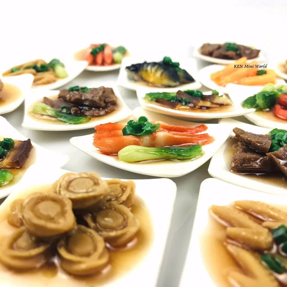 

2PCS/lot Miniature Chinese Cuisine Mini Chinese Dishes for Blyth Dollhouse Pretend Food Kitchen toys for children