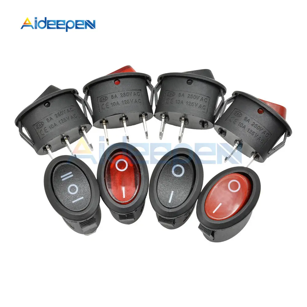 

KCD7 AC 6A/250V 10A/125V Mini Round Boat Marine Switches Rocker Switch Black Red 2Pin 3Pin ON-OFF ON-OFF-ON Rocker Switch