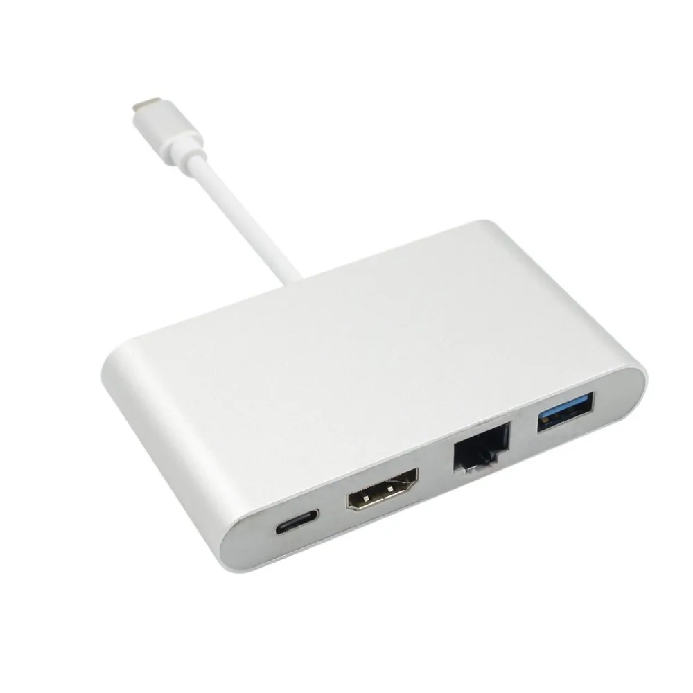 

Newest Type-C to HDMI 4K Gigabit Ethernet RJ45 Port USB 3.0 USB-C Adapter Network Card Charging Converter HUB Expansion Splitter
