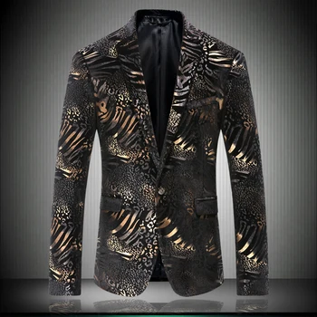 

Black Tiger Patterns Mens Blazer Jacket 2019 Casual slim fit Suit Coat One Button US blazer masculino M-3XL 4XL K8653