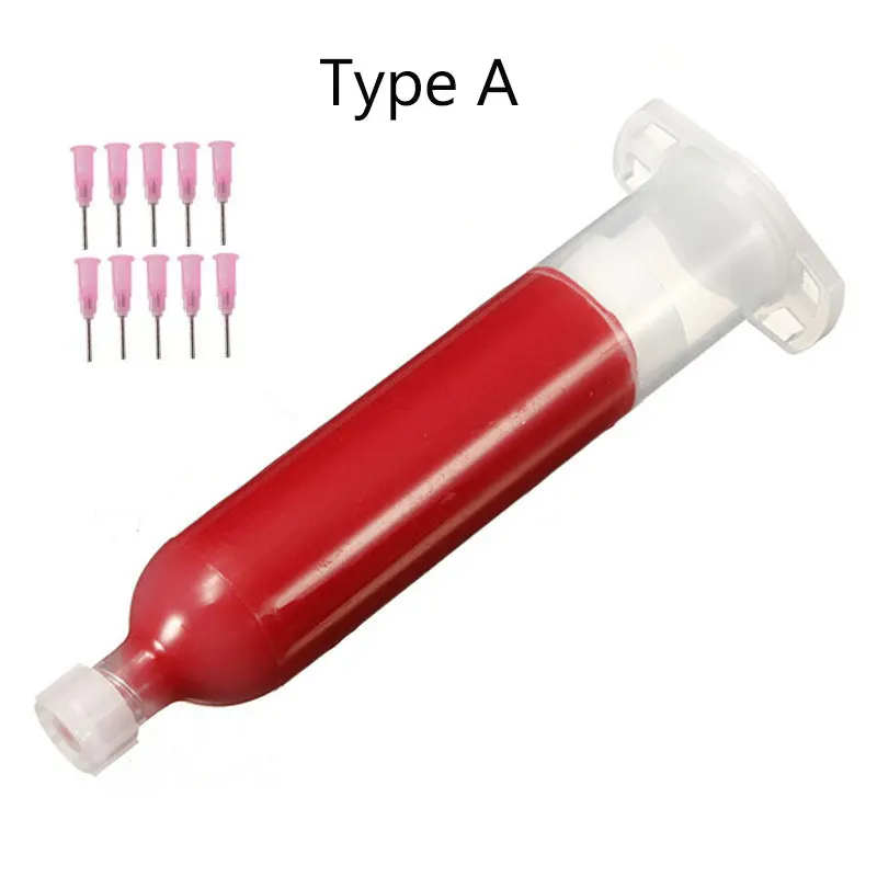 1/2 шт. 30 мл/40g SMD smt bga IC ремонт сколов трафарет дозатор пасты красный клей с 10 шт. иглы PCB оплавления изоляционная сварочная паста