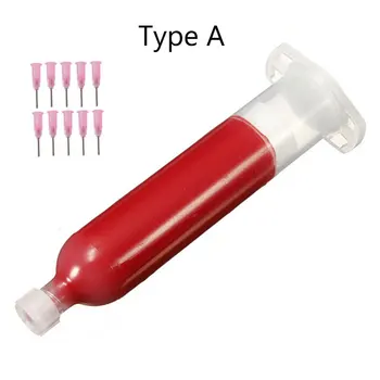 

1/2pcs 30ml/40g SMD SMT BGA IC Repair Chips Stencil Paste Dispenser Red Glue with 10pcs Needles PCB Reflow Masking Welding Paste