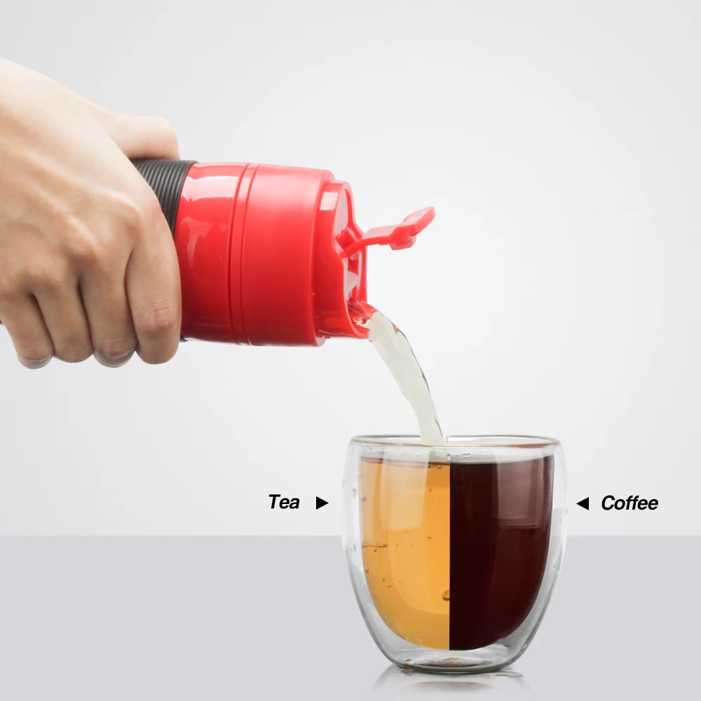 

12oz ABS Portable French Pressed Tea Maker Filter Bottle Hand Pressure Coffee Machine For Car Office