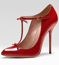 Vintage Red Patent Leather T-bar Strap Wedding Shoes Bride Pointed Toe Ankle Strap Thin Heels Women Shoes High Heels Plus Size цена Vintage Red Patent Leather T-bar Strap Wedding Shoes Bride Pointed Toe Ankle Strap Thin Heels Women Shoes High Heels Plus Size цены онлайн