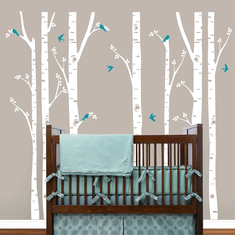 Aliexpress.com : Buy Huge Birch Tree Birds Wall Sticker ...