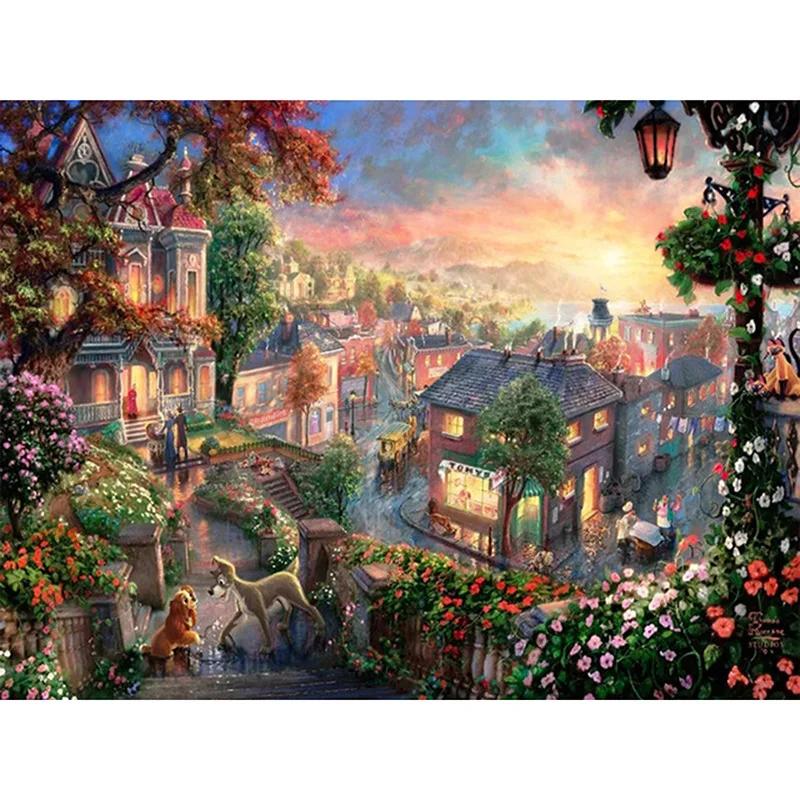 

5D DIY Diamond Painting village Scenery Cross Stitch Full Diamond villa diamond Embroidery rhinestones Christmas gift