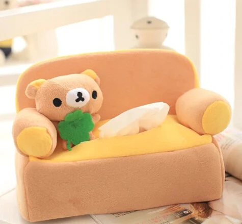

Cute 1pc 24cm cartoon lovely sofa Rilakkuma plush paper towel case Vehicle tissue stuffed toy creative gift