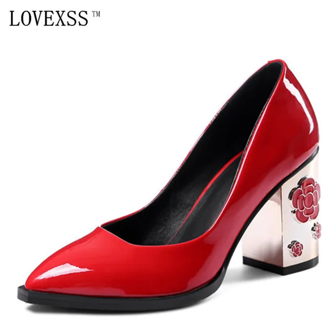 LOVEXSS Плюс Размер 34-43 2017 Мода натуральной кожи Насосы каблуки женщин сексуальные высокие sharp нос платформы обувь женщина свадебные туфли