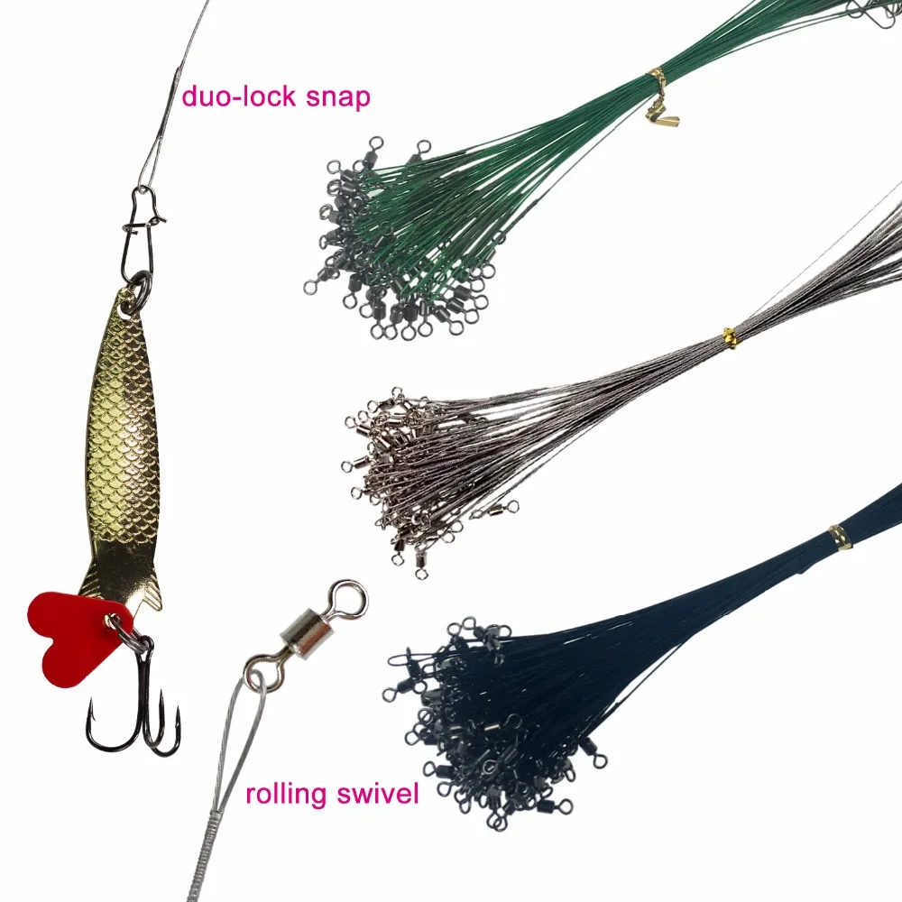 17lb-35lb خيط صنارة الصيد أسلاك الفولاذ زعيم مع يدور المفاجئة الصيد اكسسوارات مكافحة الطعم الكارب الصيد سلك تزوير Leadcore المقود
