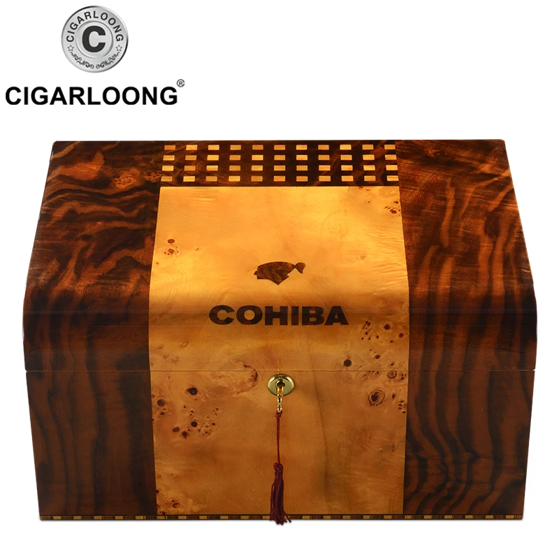 COHIBA Cigar Box Large Capacity double-storey cigar humidifier with Cigar humidifier and cigar hygrometer HH-9002