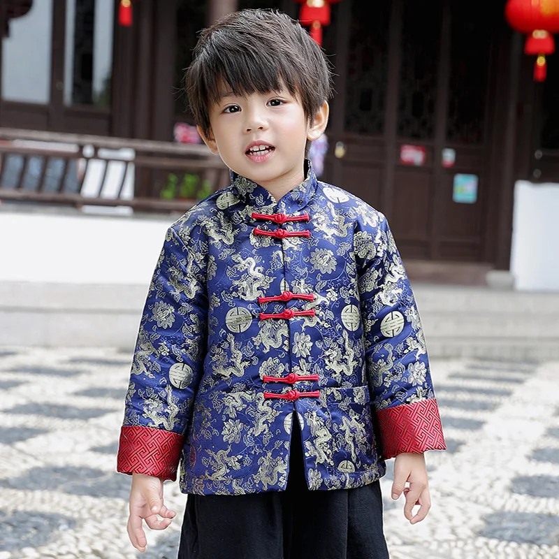 CRB Fashion Boys Kid Children Chinese New Years Tang Oriental Cheongsam Clothes Asian Jacket Top Coat 