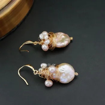 

DAIMI Temperament Earrings Natural Pearl Retro Earrings Handmade Designer Jewelry Freshwater Pearl Drop Earrings