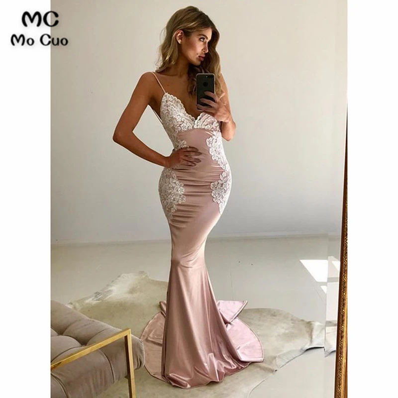 Vestidos de sirena para vestido de fiesta de satén con Espalda descubierta, Formal, de noche, de graduación| - AliExpress