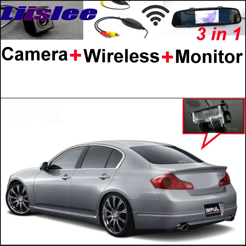 

3 in1 Special Rear View Camera + Wireless Receiver + Mirror Monitor Easy DIY Back Up Backup Parking System For Nissan Skyline