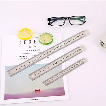 

High Quality Stainless Steel Ruler 15cm20cm30cm Double Sided Scale Standard Ruler Learning Office Supplies