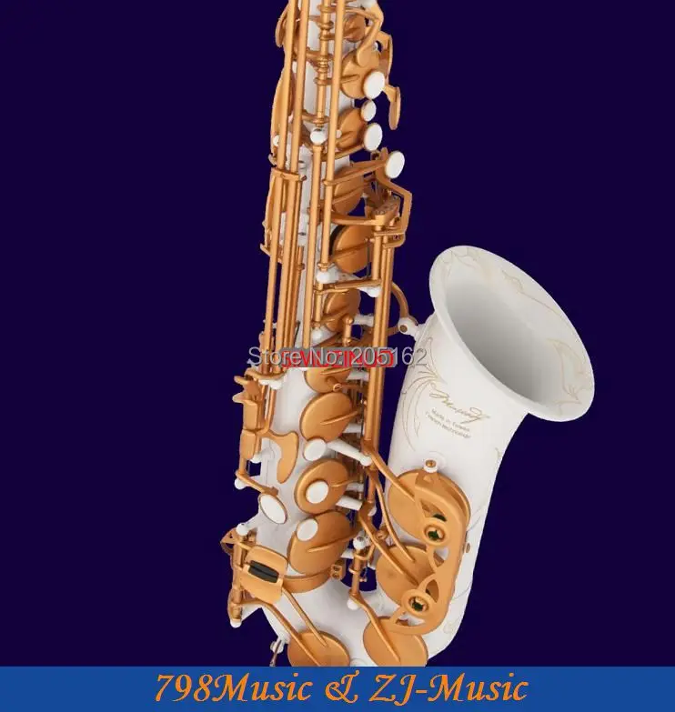 

NEW Professional Eb Alto Saxophone Porcelain White Body and Satin Gold Keys