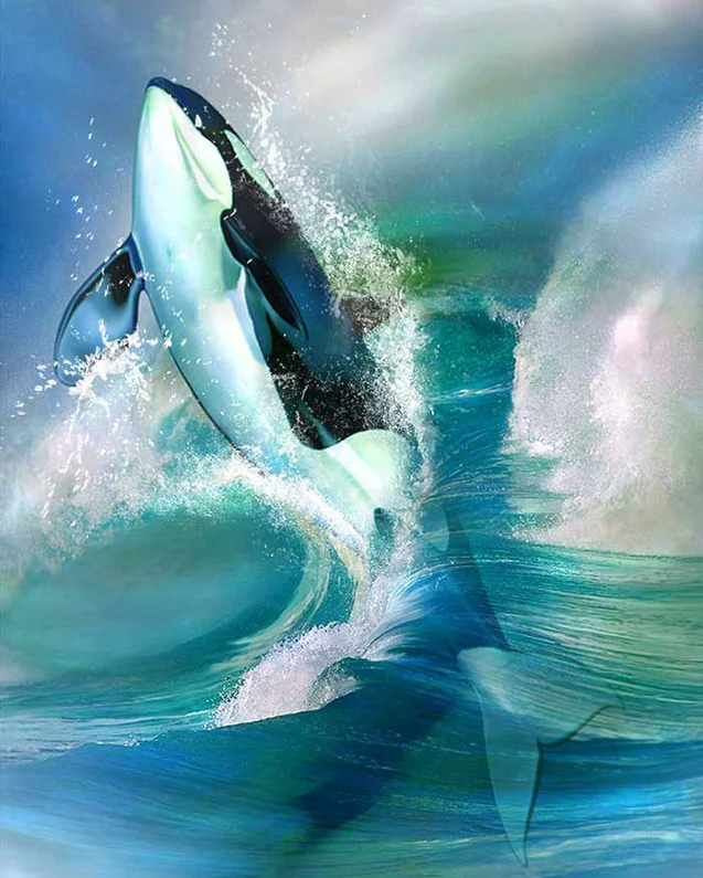 

Full circular 5D diamond painting whale natural scenery diamond embroidery full display cross stitch diamond home decor