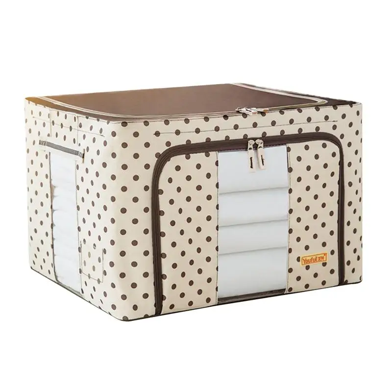 

66L Large Foldable Oxford Storage Container Bin Portable Organizer Storage Box with Steel Frame for Quilt Blanket Clothes Toys