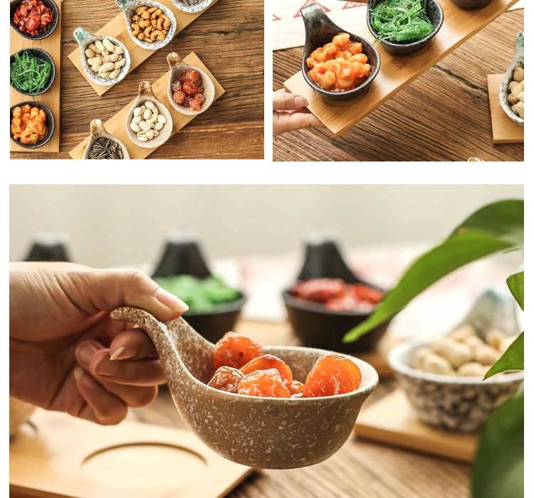 Креативное керамическое блюдо в японском стиле, деревянный поднос, сушеные фрукты, закуски, конфета, блюдо, разделенное блюдо, соус, блюдо