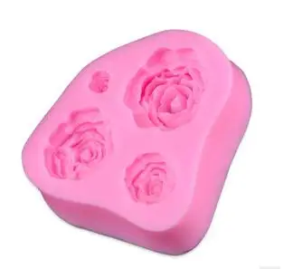 

4 small roses candy jelly pudding cake mold liquid silicone bakeware baking tool