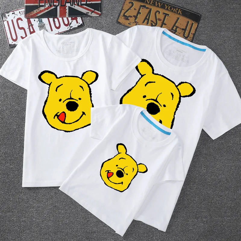 Летняя Повседневная футболка с принтом милого медведя, модная семейная одежда, Одинаковая одежда для мамы, сына, папы и дочери