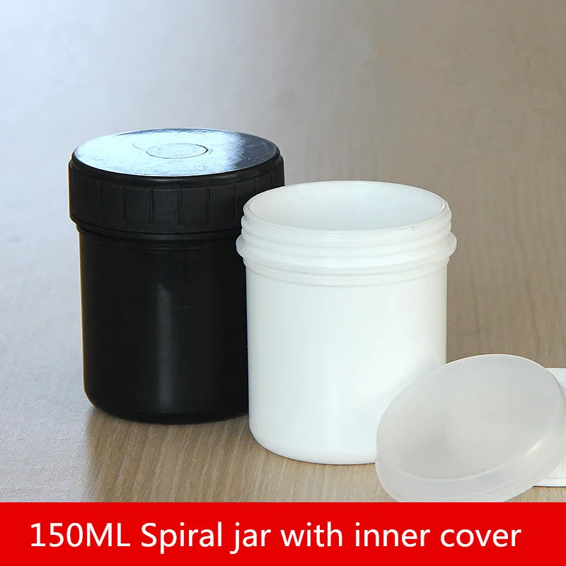 

10PCS/set white black 150ML plastic jar with spiral lid Empty Container for Cosmetic Bead Cream Powder Mask packaging jar