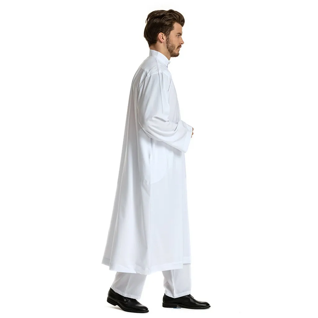 Мужской Халат abaya этнические с длинным рукавом мусульманские Мусульманский Стиль; Ближний Восток Макси платье Кафтан Исламская одежда