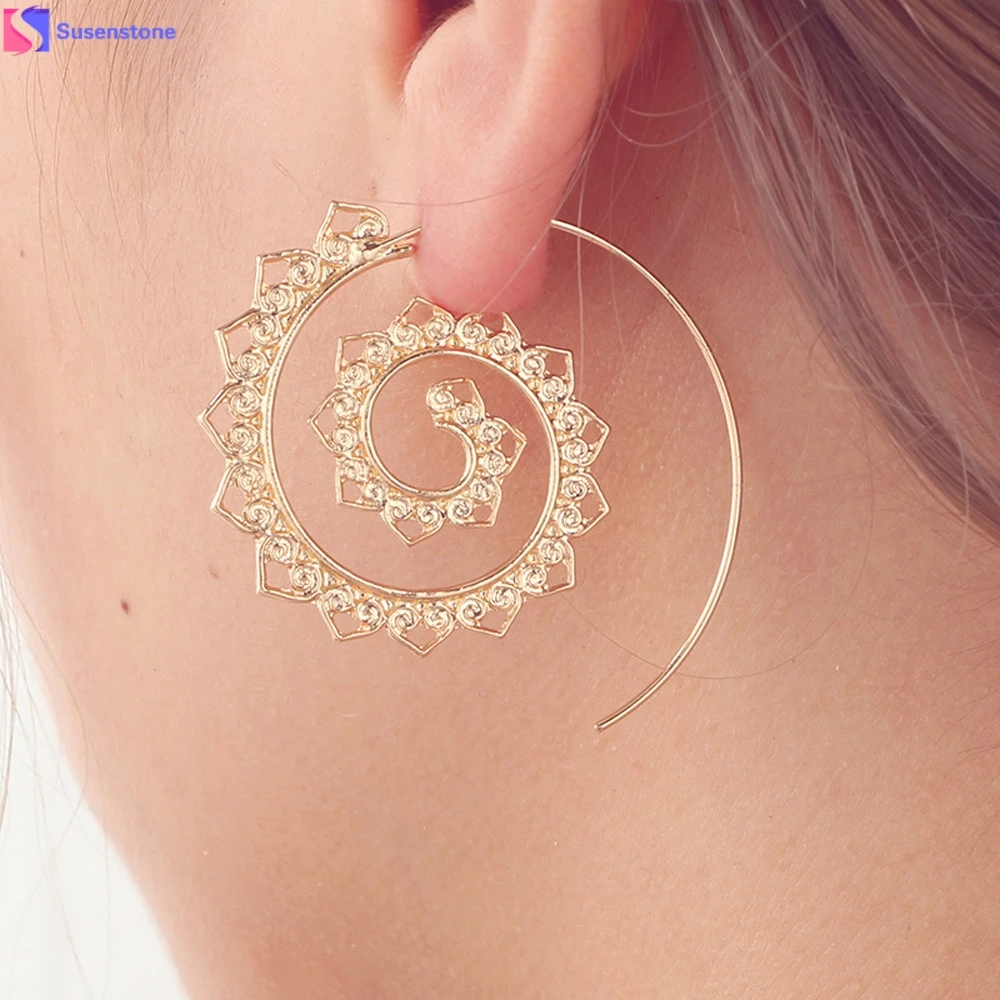 

Spiral Heart Dangle Earring Charm Unique Women Earrings Jewelry Accessories Gifts Spiral heart-shaped pendant earrings #5-6