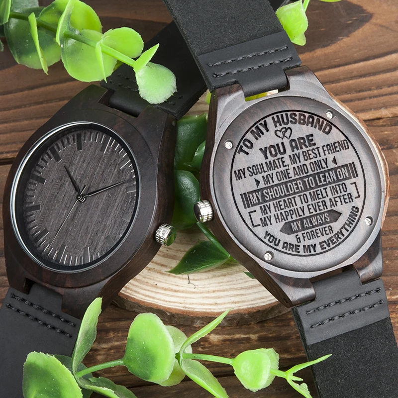 BOBOBIRD лучший подарок моему мужу персональные пользовательские часы из эбеновой