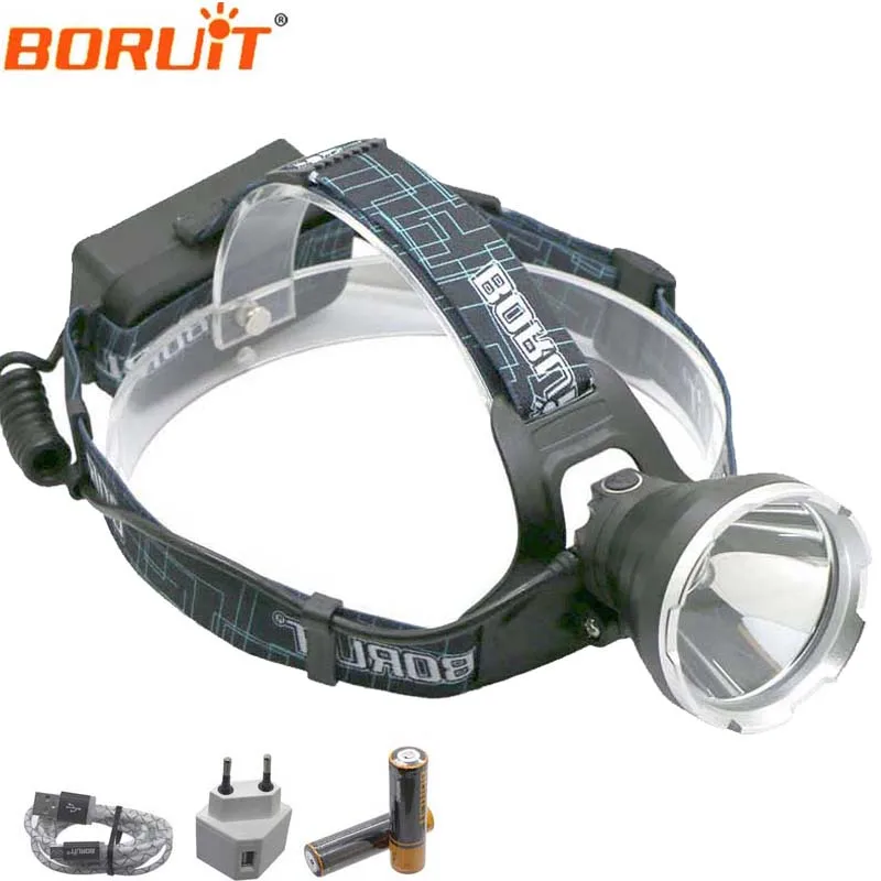 Фары Boruit B10 3800LM XM L2 светодиодный налобный фонарь 3 режим Дальний свет USB фары 4400 мАч