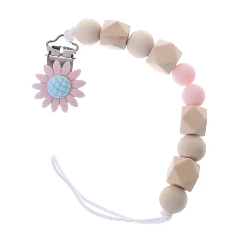 

Baby Pacifier Clip Chain Newborn Nipple Holder Soother Wood Silicone Beads Strap Teether Belt Support Teething baby supplies