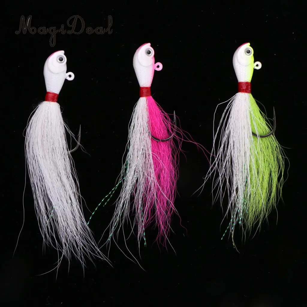 14g 3 шт. Карп голова приманка 3D глаза Bucktail Jigs Морская Рыбалка приманки 14 г/21 г - Цвет: 14g