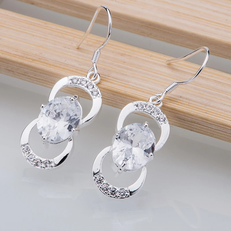 silver plated earrings 925 jewelry for women silver earrings RJWOPNLM